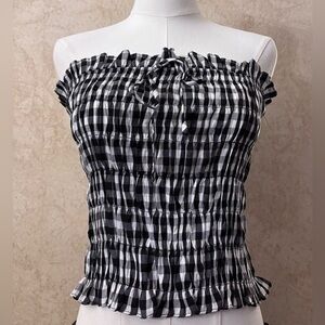 Thirty Thirty LA Black and White Checkered Women's Strapless Top